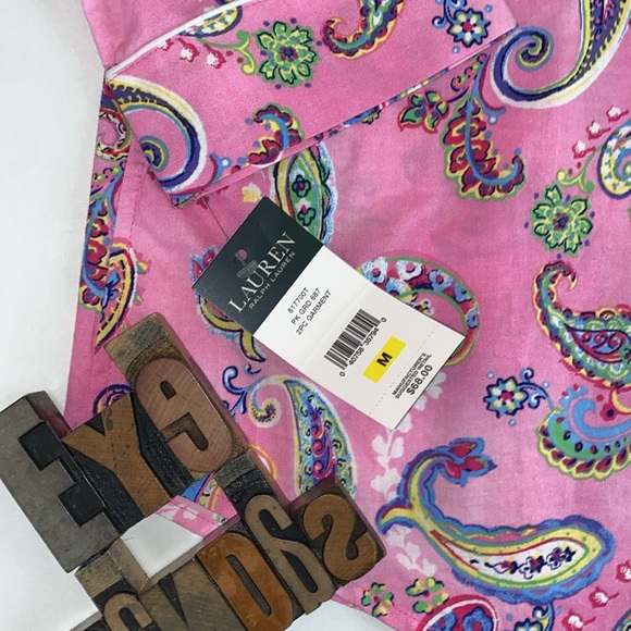 🏇LAUREN RALPH LAUREN MAN Tailored Pink Paisley Print Top ONLY - Picture 6 of 12